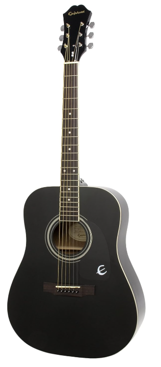 Epiphone's DR-100 is a popular choice among beginners for its rich sound and durable build. It's a full-size dreadnought guitar that delivers excellent projection and tone.