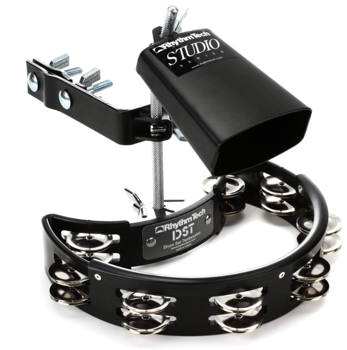 The Rhythm Tech RTDKP Drum Kit Pack includes a 10" mounted tambourine, a 5" Studio Series cowbell, and a DSM2 universal mount, offering versatile and high-quality percussion options for musicians of all levels.